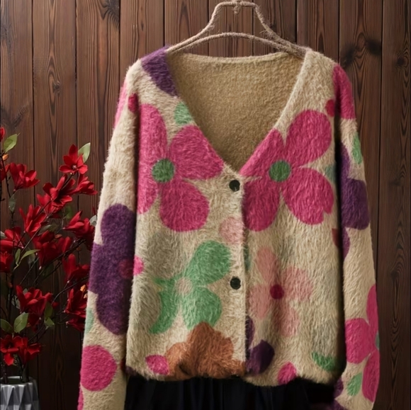 Colorful Floral Women's Cardigan - Picture 3 of 7